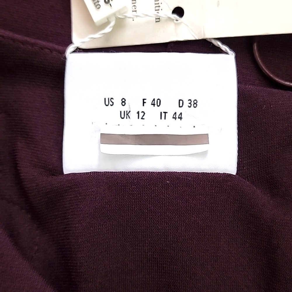 NWT AKRIS PUNTO Wine Sheath Dress w/ Black  Embroidered Accent - Picture 11 of 16